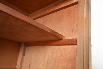 昭和レトロ　昭和中期　ラワン材　重ね戸棚(収納棚、戸棚、キャビネット)(R-048598)