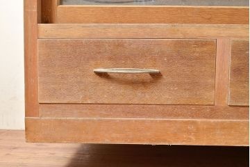 昭和レトロ　昭和中期　ラワン材　重ね戸棚(収納棚、戸棚、キャビネット)(R-048598)