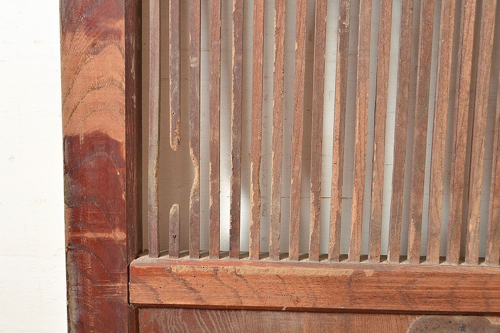 アンティーク建具　明治期　重厚な和の雰囲気を演出する総ケヤキ材製の蔵戸1枚　(R-048601)