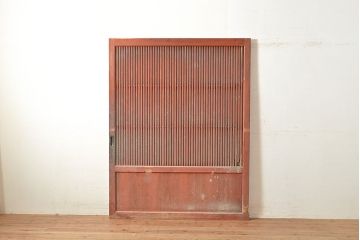 アンティーク建具　赤みがかった色味が印象的なヒノキ材製の蔵戸(引き戸、玄関戸)(R-048604)