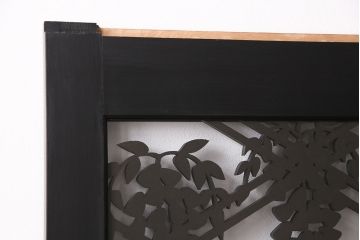 ラフジュ工房オリジナル　小粋な和の風情を感じる透かし彫りのガラス入り板戸2枚セット(仕切り戸、引き戸、建具)(R-048616)