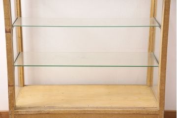 ヴィンテージ家具　ナラ材　素朴な風合いが魅力のレトロなガラスケース(ショーケース、陳列棚、店舗什器、ビンテージ)(R-048618)