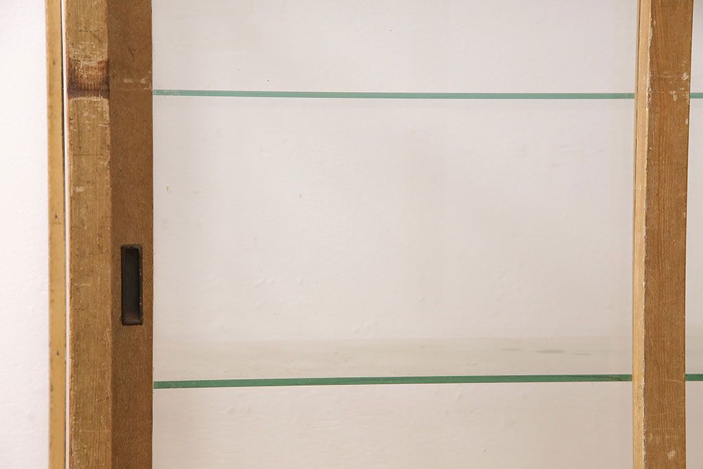 ヴィンテージ家具　ナラ材　素朴な風合いが魅力のレトロなガラスケース(ショーケース、陳列棚、店舗什器、ビンテージ)(R-048618)