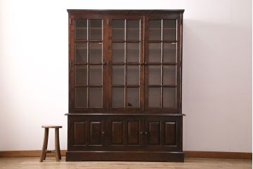 中古　北海道民芸家具　高級感と気品を兼ね備えたブックケース(本箱、キャビネット、飾り棚、食器棚)(R-048619)