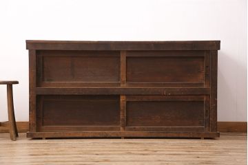 和製アンティーク　飛騨(岐阜)産　ヒノキ材　明治・大正期の重ね戸棚・上段(サイドボード、収納棚)(R-048626)