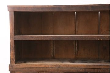 和製アンティーク　飛騨(岐阜)産　ヒノキ材　明治・大正期の重ね戸棚・上段(サイドボード、収納棚)(R-048626)