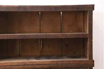 和製アンティーク　飛騨(岐阜)産　ヒノキ材　明治・大正期の重ね戸棚・上段(サイドボード、収納棚)(R-048626)