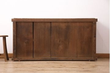 和製アンティーク　飛騨(岐阜)産　ヒノキ材　明治・大正期の重ね戸棚・上段(サイドボード、収納棚)(R-048626)