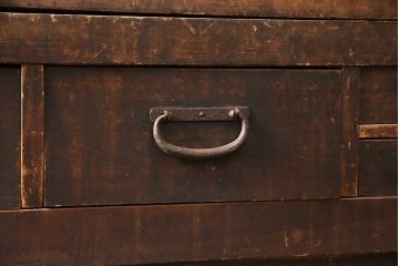 和製アンティーク　飛騨(岐阜)産　ヒノキ材　明治・大正期の重ね戸棚・下段(サイドボード、収納棚)(R-048627)