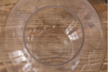 アンティーク雑貨　丸いフォルムがレトロで可愛らしい地球瓶(ガラス瓶、ガラスビン、キャニスター)(R-048629)