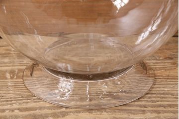 アンティーク雑貨　丸いフォルムがレトロで可愛らしい地球瓶(ガラス瓶、ガラスビン、キャニスター)(R-048629)