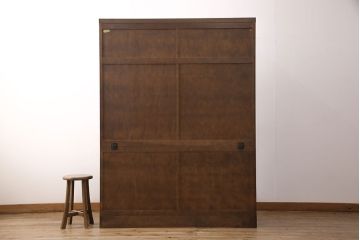 中古　北海道民芸家具　美しい木肌とシックな佇まいが魅力的な重ね戸棚(収納棚、戸棚、食器棚)(R-048647)