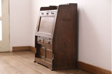 和製アンティーク　栓材　古びた風合いが趣深い空間を演出するライティングビューロー(簿記机、在宅ワーク、在宅用ワークデスク)(R-048656)