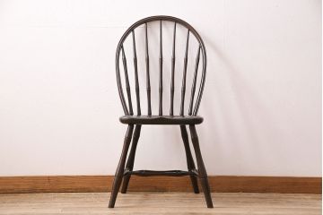 中古　松本民芸家具の竹節のデザインがお洒落なループバックチェア(定価約12万円)(ダイニングチェア、椅子、板座チェア)(R-048658)