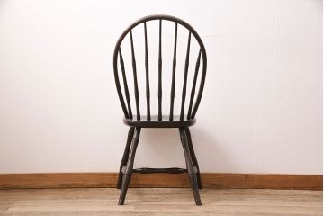 中古　松本民芸家具の竹節のデザインがお洒落なループバックチェア(定価約12万円)(ダイニングチェア、椅子、板座チェア)(R-048658)