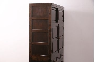中古　松本民芸家具　モダンなデザインが魅力!落ち着いた雰囲気を醸しだすD型和タンス(衣装タンス、チェスト、着物箪笥)(定価約58万円)(R-048663)