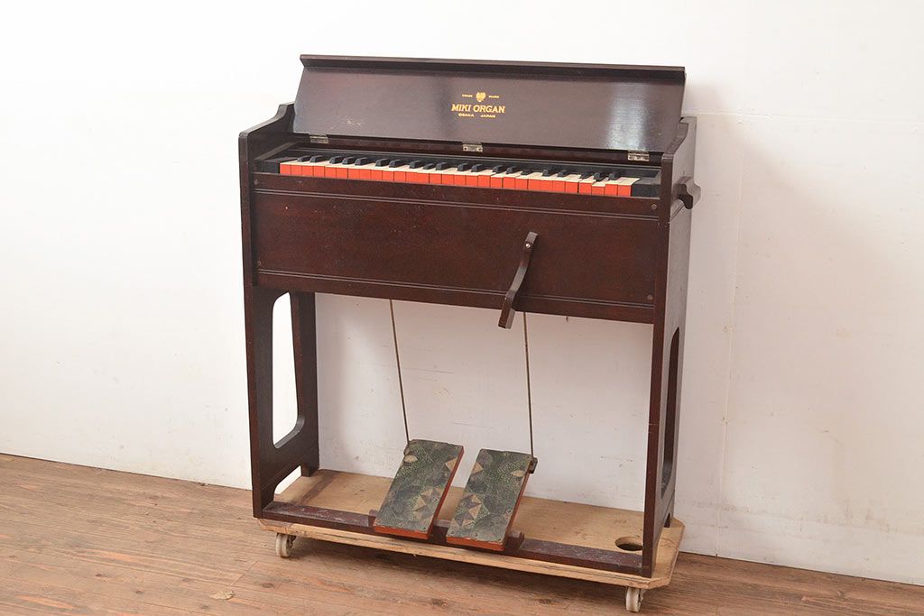 【ジャンク品】　昭和初期　MIKI ORGAN(ミキオルガン)　レトロな雰囲気漂うオルガン　(R-048665)