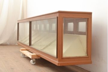 和製アンティーク　ペイント仕上げ限定　レトロな珍しい横長型の卓上ガラスケース(ショーケース、陳列棚)(R-048669)