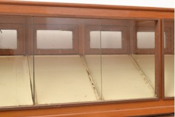 和製アンティーク　ペイント仕上げ限定　レトロな珍しい横長型の卓上ガラスケース(ショーケース、陳列棚)(R-048669)
