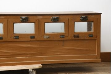 和製アンティーク　ペイント仕上げ限定　レトロな珍しい横長型の卓上ガラスケース(ショーケース、陳列棚)(R-048669)