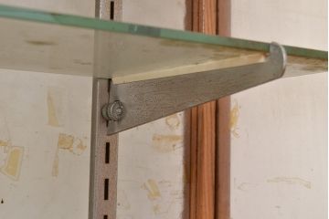 和製アンティーク　人気の薄型!　モザイクガラスがおしゃれなガラスケース(ショーケース、陳列棚)(R-048670)