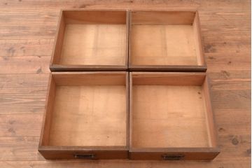 和製アンティーク　昭和中期　前面・主要部ナラ材　重ね戸棚(収納棚、食器棚、キャビネット)(R-048671)