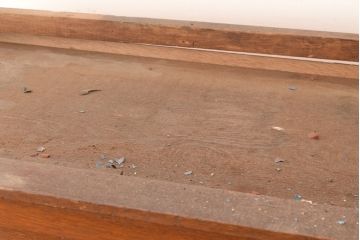 和製アンティーク　昭和中期　前面・主要部ナラ材　重ね戸棚(収納棚、食器棚、キャビネット)(R-048671)