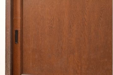 和製アンティーク　昭和中期　前面・主要部ナラ材　重ね戸棚(収納棚、食器棚、キャビネット)(R-048671)