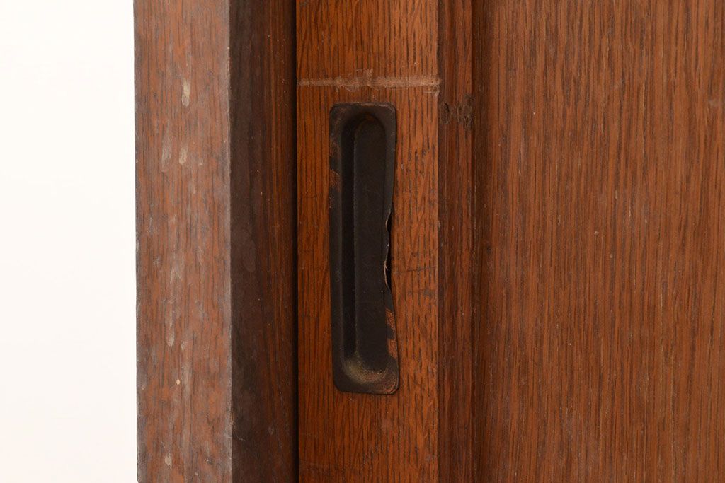 和製アンティーク　昭和中期　前面・主要部ナラ材　重ね戸棚(収納棚、食器棚、キャビネット)(R-048671)