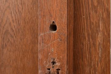 和製アンティーク　昭和中期　前面・主要部ナラ材　重ね戸棚(収納棚、食器棚、キャビネット)(R-048671)