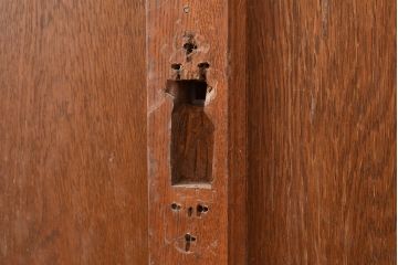 和製アンティーク　昭和中期　前面・主要部ナラ材　重ね戸棚(収納棚、食器棚、キャビネット)(R-048671)