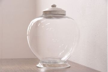 レトロ雑貨　丸いフォルムが愛らしいレトロな地球瓶(ガラス瓶、ガラスビン)(R-048677)