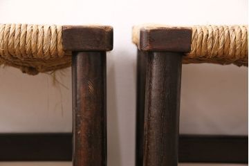 ヴィンテージ家具　松本民芸家具　初期モデル　ラッシ座面がおしゃれなスツール2脚セット(チェア、椅子、ビンテージ)(R-048680)
