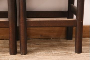 ヴィンテージ家具　松本民芸家具　初期モデル　ラッシ座面がおしゃれなスツール2脚セット(チェア、椅子、ビンテージ)(R-048681)