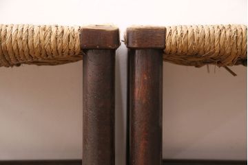 ヴィンテージ家具　松本民芸家具　初期モデル　ラッシ座面がおしゃれなスツール2脚セット(チェア、椅子、ビンテージ)(R-048681)
