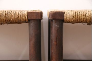ヴィンテージ家具　松本民芸家具　初期モデル　ラッシ座面がおしゃれなスツール2脚セット(チェア、椅子、ビンテージ)(R-048682)