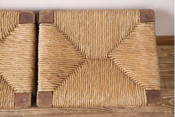 ヴィンテージ家具　松本民芸家具　初期モデル　ラッシ座面がおしゃれなスツール2脚セット(チェア、椅子、ビンテージ)(R-048684)