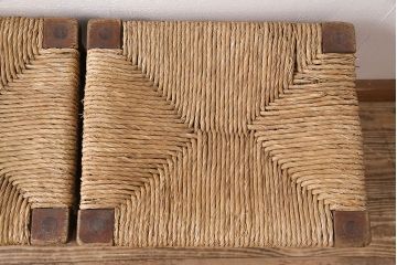 【簡易リペア限定品】ヴィンテージ家具　松本民芸家具　初期モデル　ラッシ座面がおしゃれなスツール2脚セット(チェア、椅子、ビンテージ、イス、バラ売り可能)(R-048685)