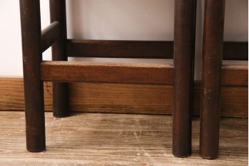 ヴィンテージ家具　松本民芸家具　初期モデル　ラッシ座面がおしゃれなスツール2脚セット(チェア、椅子、ビンテージ、バラ売り可能)(R-048685)