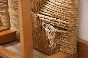 【簡易リペア限定品】ヴィンテージ　松本民芸家具　初期モデル　ラッシ座面がおしゃれ!素朴な木肌が味わい深いスツール2脚セット(チェア、椅子、イス、ビンテージ、バラ売り可能)(R-048694)