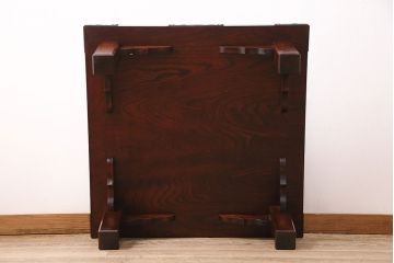 中古　伝統民芸家具　岩谷堂箪笥　大胆な杢目と上品な意匠が目を惹くケヤキ材製の座卓(ローテーブル)(R-048698)