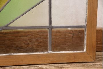 【簡易リペア限定品】イギリスアンティーク　おしゃれなステンドグラス入り!お部屋のアクセントになるフィックス窓(明り取り、明かり取り、はめ殺し窓、英国、建具)(R-048704)