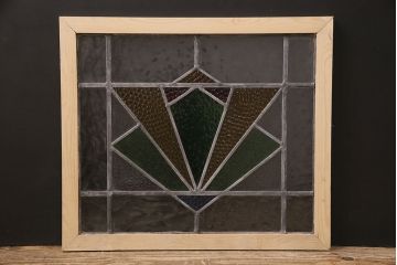 イギリスアンティーク　おしゃれなステンドグラス入り!お部屋のアクセントになるフィックス窓(明り取り、建具)(R-048705)