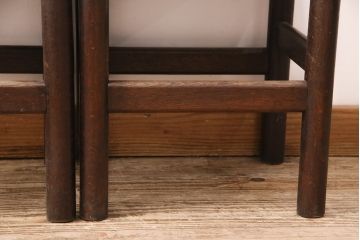 ヴィンテージ家具　松本民芸家具　初期モデル　ラッシ座面がおしゃれなスツール2脚セット(チェア、椅子、ビンテージ)(R-048709)