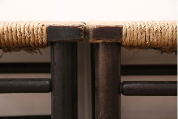 ヴィンテージ　松本民芸家具　ラッシ座面がおしゃれなスツール2脚セット(チェア、椅子、ビンテージ)(R-048713)