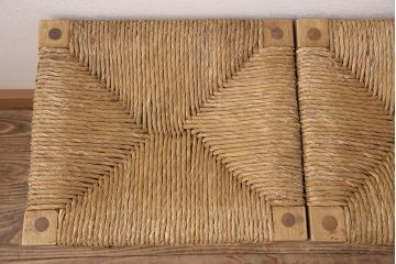 【簡易リペア限定品】ヴィンテージ　松本民芸家具　初期モデル　ラッシ座面がおしゃれ!素朴な木肌が味わい深いスツール2脚セット(チェア、椅子、イス、ビンテージ、バラ売り可能)(R-048716)