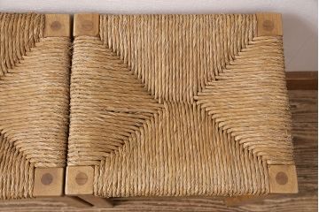 【簡易リペア限定品】ヴィンテージ　松本民芸家具　初期モデル　ラッシ座面がおしゃれ!素朴な木肌が味わい深いスツール2脚セット(チェア、椅子、イス、ビンテージ、バラ売り可能)(R-048717)