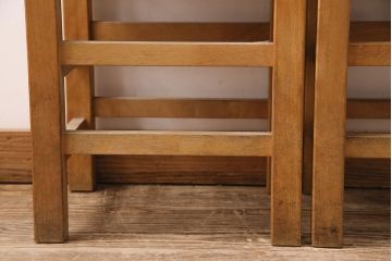 【簡易リペア限定品】ヴィンテージ　松本民芸家具　初期モデル　ラッシ座面がおしゃれ!素朴な木肌が味わい深いスツール2脚セット(チェア、椅子、イス、ビンテージ、バラ売り可能)(R-048717)