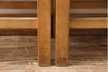 【簡易リペア限定品】ヴィンテージ　松本民芸家具　初期モデル　ラッシ座面がおしゃれ!素朴な木肌が味わい深いスツール2脚セット(チェア、椅子、イス、ビンテージ、バラ売り可能)(R-048717)