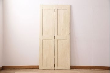 アンティーク建具　シャビーなペイントがお洒落なフランスアンティークの折れ戸(ドア、扉)(R-048718)